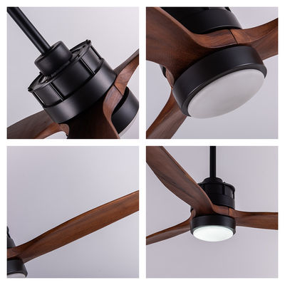 Ahşap Kılıçlar Avrupa Tavan Ventilatörleri Işıklı DC Motor Dekoratif