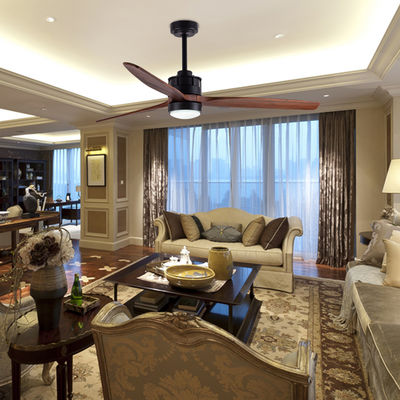 Ahşap Kılıçlar Avrupa Tavan Ventilatörleri Işıklı DC Motor Dekoratif