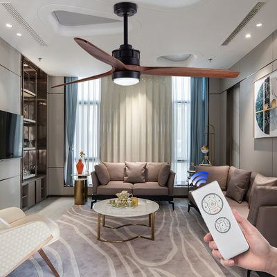 Ahşap Kılıçlar Avrupa Tavan Ventilatörleri Işıklı DC Motor Dekoratif