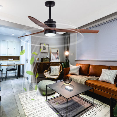 Ahşap Kılıçlar Avrupa Tavan Ventilatörleri Işıklı DC Motor Dekoratif