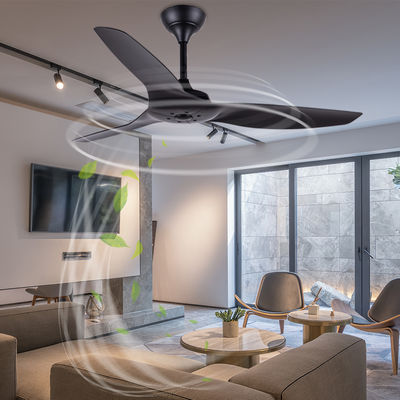 ABS Blade Amerikan Tavan Ventilatörü Oturma Odası Siyah 52 Inch Tavan Ventilatörü