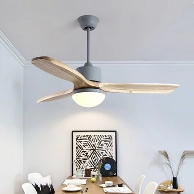 52 inç LED 3 bıçaklı ahşap tavan fanı DC motorlu ışık ahşap tavan fanı