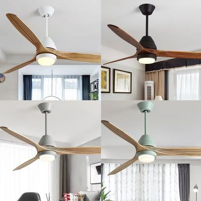 52 inç LED 3 bıçaklı ahşap tavan fanı DC motorlu ışık ahşap tavan fanı