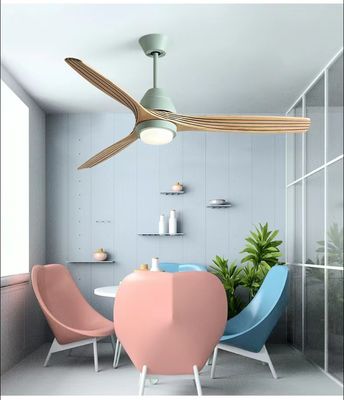 52 inç LED 3 bıçaklı ahşap tavan fanı DC motorlu ışık ahşap tavan fanı