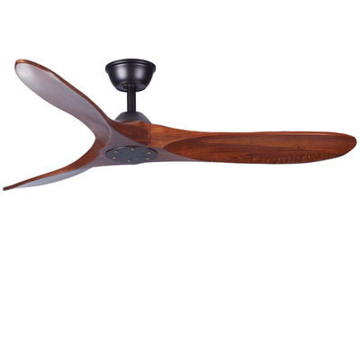 Kahverengi ECO Katı Ahşap Tavan Ventilatörü 52in 3 Blade Ahşap Ventilatörü