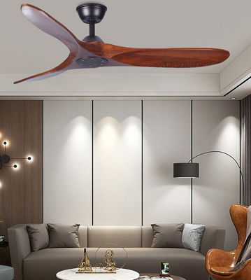 Kahverengi ECO Katı Ahşap Tavan Ventilatörü 52in 3 Blade Ahşap Ventilatörü