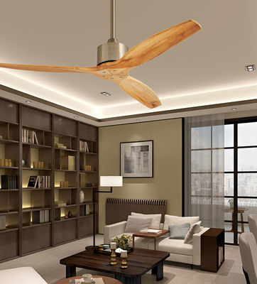 DC Motor Gerçek Ahşap Tavan Ventilatörü Hafif Ahşap / Uzaktan Kumanda