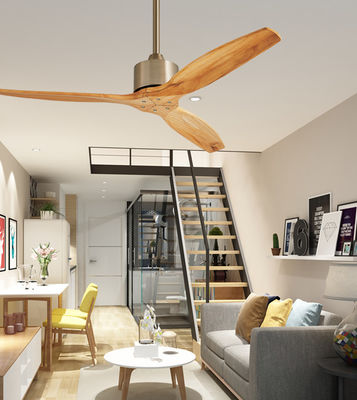 DC Motor Gerçek Ahşap Tavan Ventilatörü Hafif Ahşap / Uzaktan Kumanda