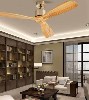 52&quot; Katı Ahşap Tavan Ventilatörü Işıklı Gerçek Ahşap Blade Tavan Ventilatörü