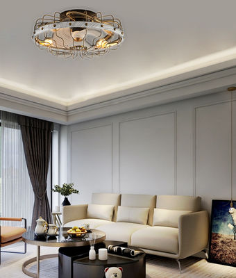 Kafesli Bladeless 52 Inch Yatak Odası Rahat Düşük Gürültülü Tavan Ventilatörü Işıklı DC Motoru