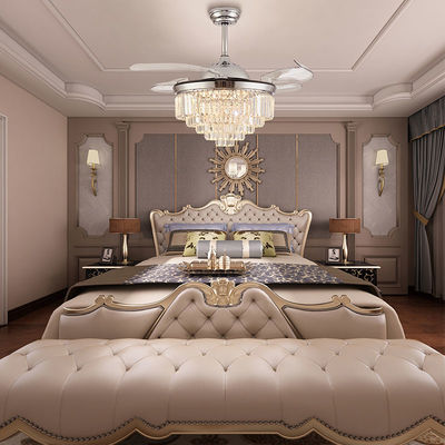 Işıklı ve uzaktan kumandalı kristal katlanmalı bıçaklı tavan fanı